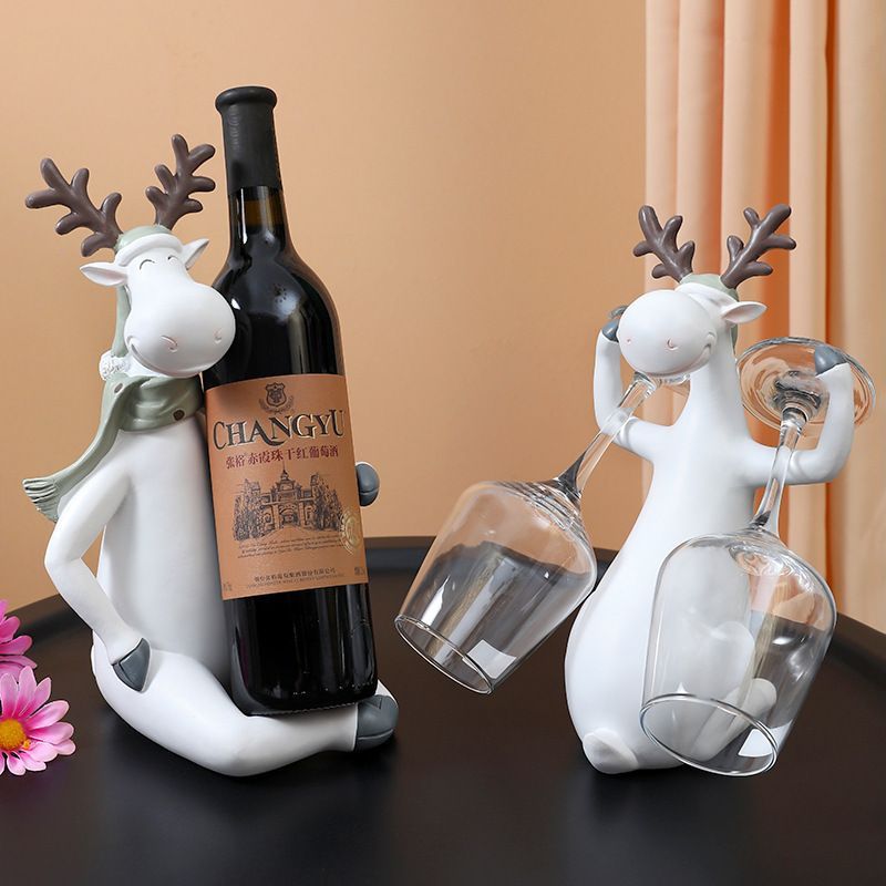 北欧風 アイデア シカ ワインボトルスタンド 玄関 インテリア 寝室 リビング樹脂製 オブジェ アート ギフト用