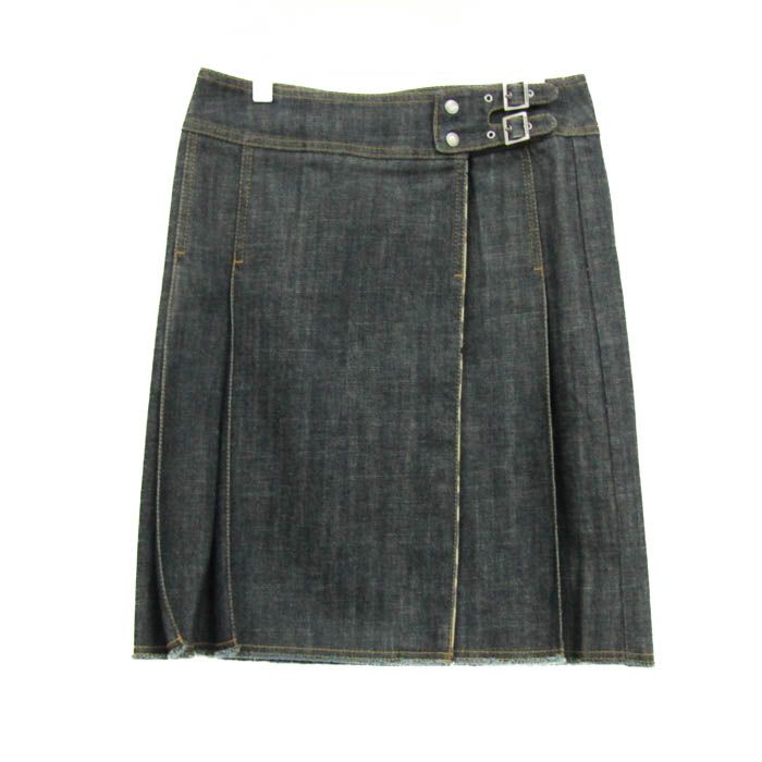 バーバリーロンドン デニムスカート プリーツスカート ストレッチ