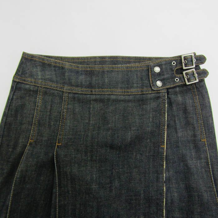 バーバリーロンドン デニムスカート プリーツスカート ストレッチ