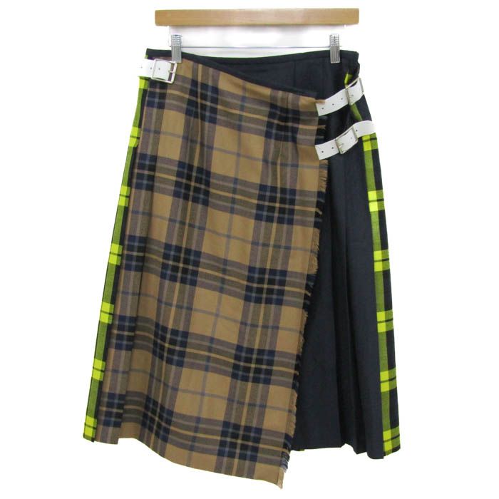 オニールオブダブリン プリーツスカート チェック柄 大きいサイズ ボトムス レディース US12サイズ ネイビー O NEIL of DUBLIN