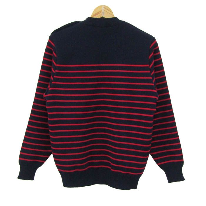 セントジェームス ニット 長袖 ボーダー クルーネック ウール トップス レディース ﾌﾘｰサイズ ネイビー×レッド SAINT JAMES