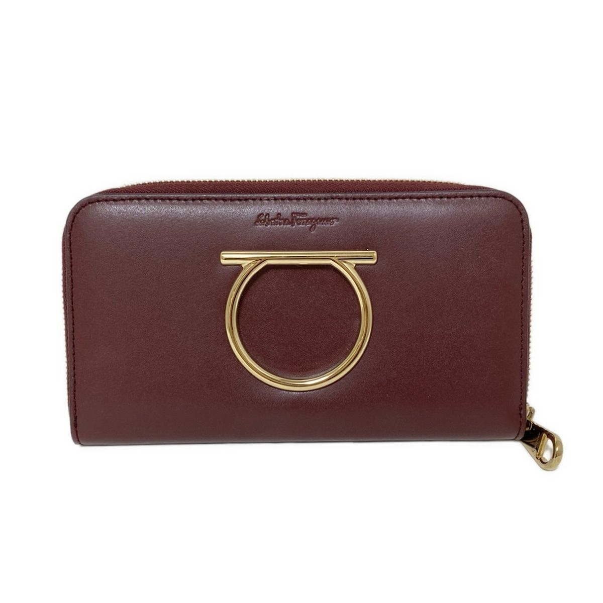 FERRAGAMO SalvatoreFerragamo サルバトーレフェラガモ 長財布 ガンチーニ ボルドー ラウンドファスナー レザー
