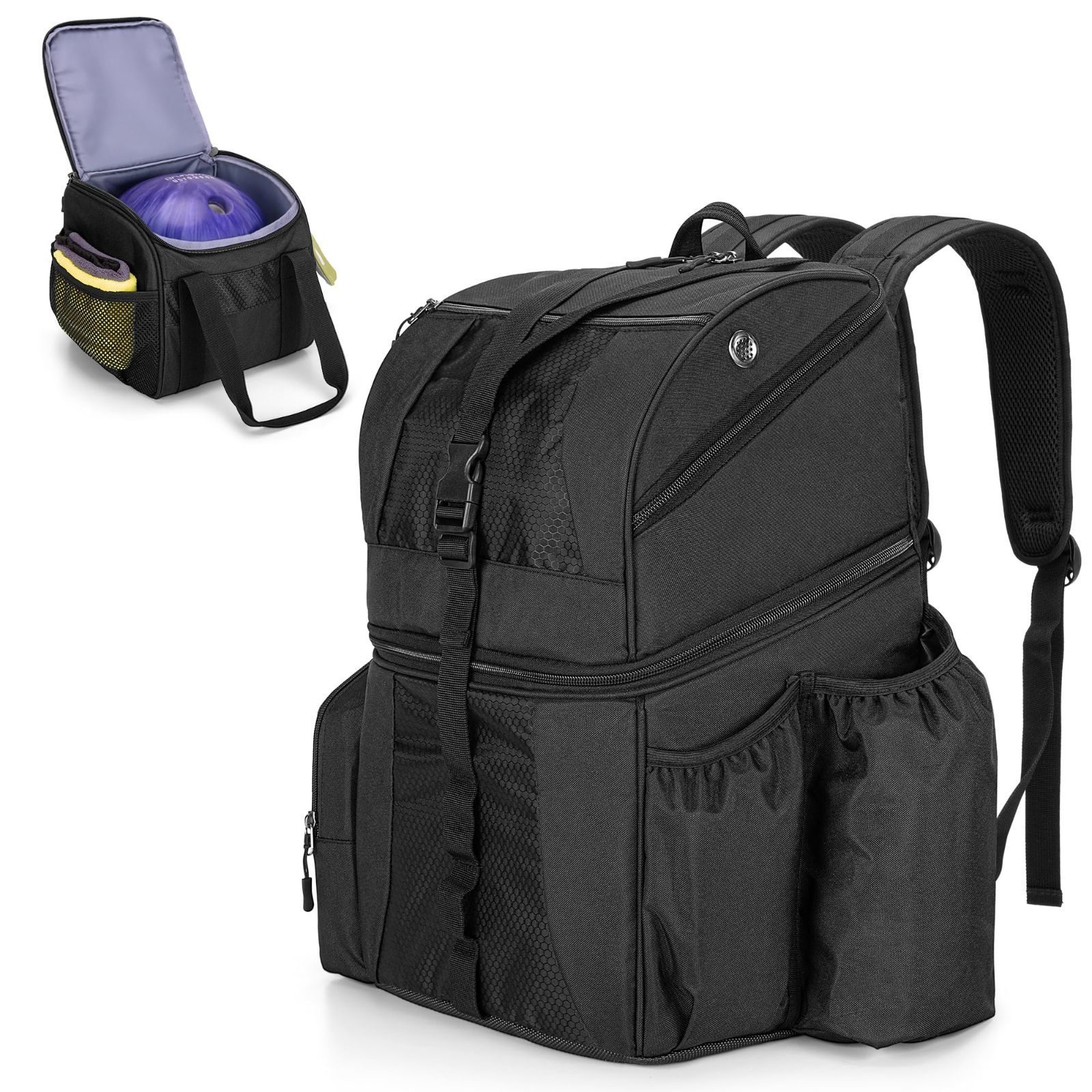 DSLEAF ボウリングバックパックとボウリングバッグ 用 ボウリングケース 木製のリテーナー付き ボウリングバック