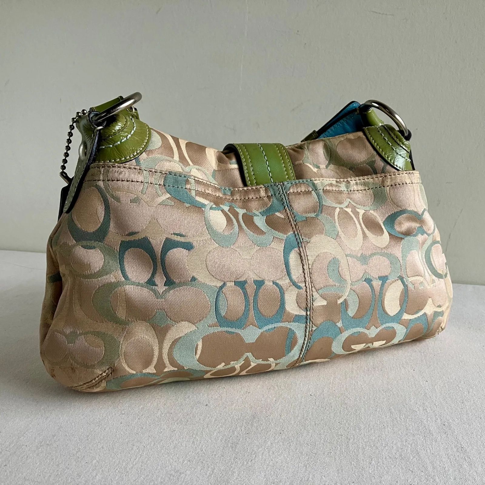 Coach Vintage Signature Optic Soho Khaki Canvas Green Leather 