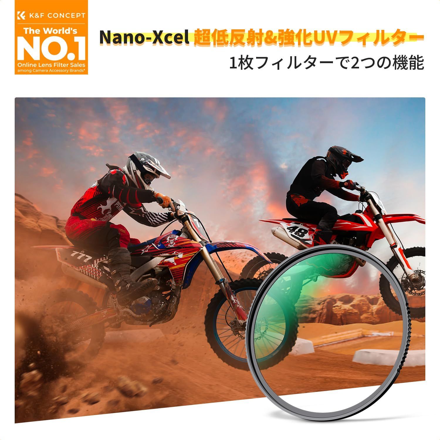 9H高硬度 強化ガラス 撥水防汚 超低反射0.1 キズ防止 レンズフィルター 高透過率 UVフィルター 両面28層コーティング 超低反射-強化 レンズ保護フィルター 95mm レンズ保護用 CONCEPT Nano-Xcel K-F