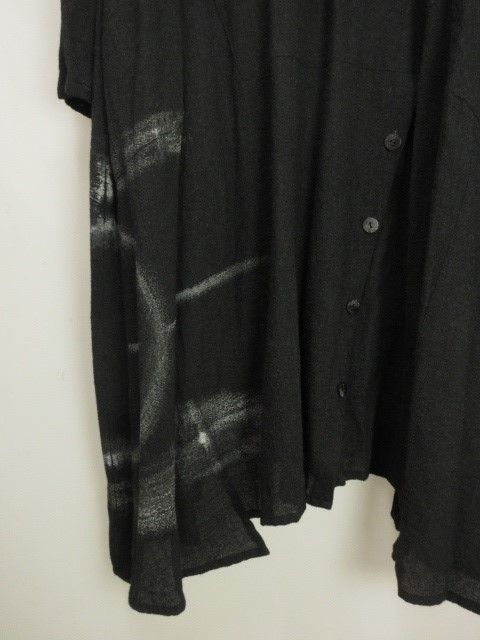 ジウ 慈雨 センソユニコ ワンピース 変形 ウール プリント 40 ブラック