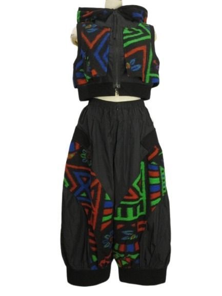 エイココンドウ EIKO KONDO セットアップ ベスト バルーンパンツ 42 ブラック 黒 マルチ 切替 変形