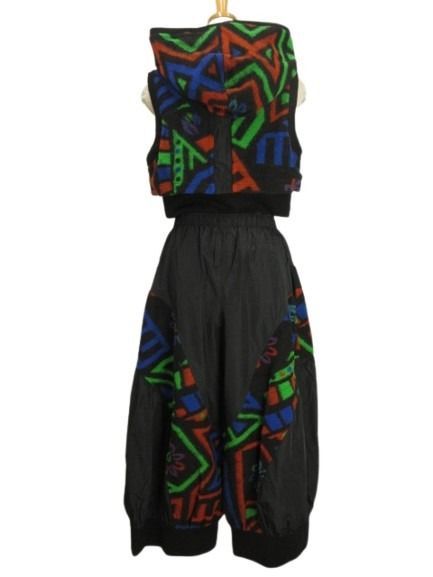 エイココンドウ EIKO KONDO セットアップ ベスト バルーンパンツ 42 ブラック 黒 マルチ 切替 変形