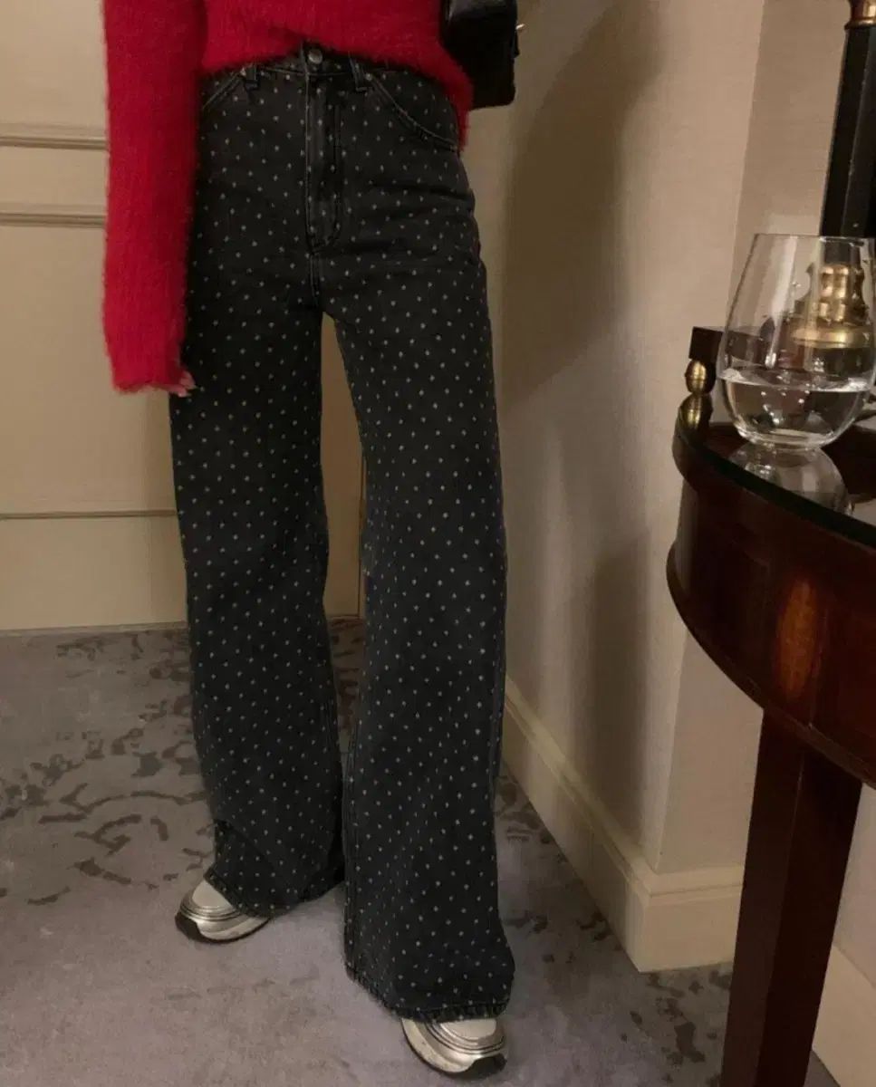 新ポスター 起毛 ドット デニム ブラックデニム S