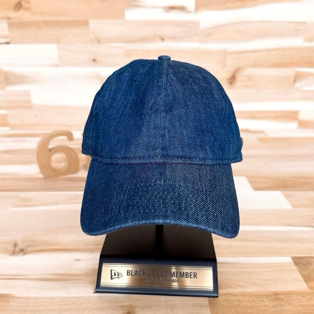 廃番【ニューエラ】インディゴ デニム ブランド ロゴ キャップ ゴルフ紺ネイビー ニューエラ】インディゴ デニム メタルNEロゴ キャップ シンプル 紺