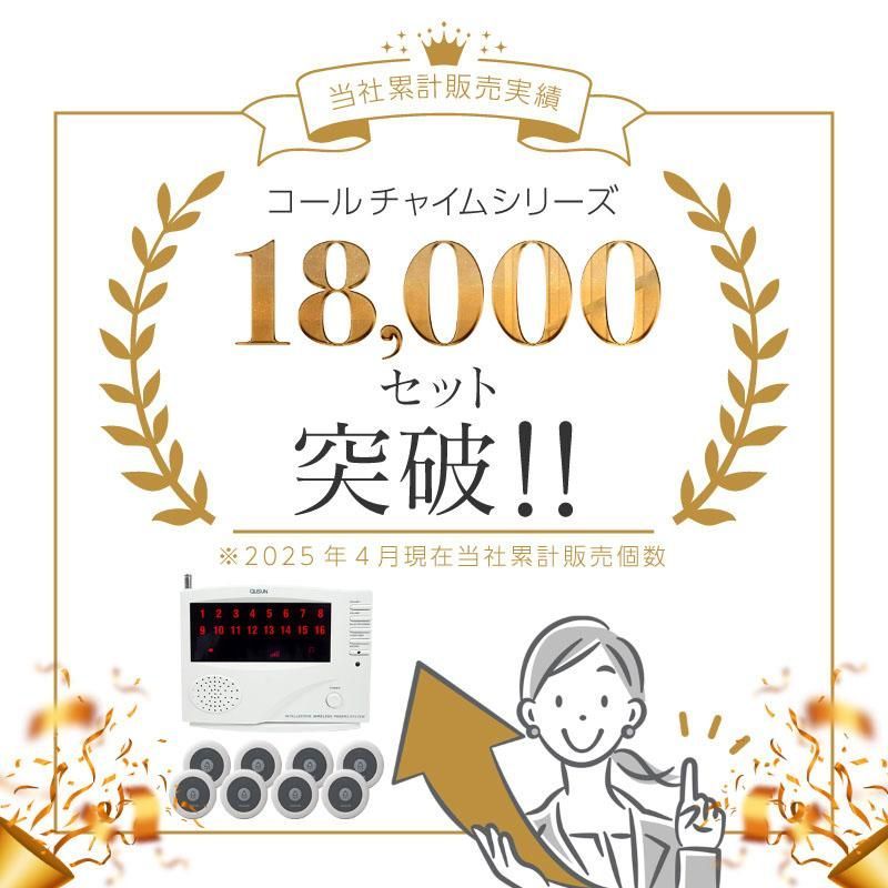ワイヤレスチャイム コードレスチャイム 飲食店 介護 工事不要 業務用 16ch 呼び出しボタン 14個