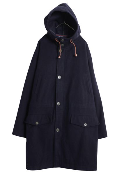 なクーポン配布中! 90s ポロ ラルフローレン メルトン ウール ハーフ コート メンズ XL フルジップ ロング フード パーカー ダッフル 大きいサイズ