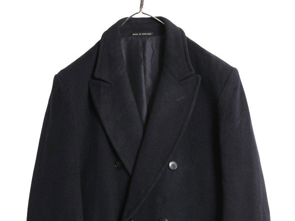 なクーポン配布中! 90s イギリス製 Gloverall ダブル チェスター コート メンズ L メルトン ウール フィールド ロングコート きれいめ 濃紺 英国製