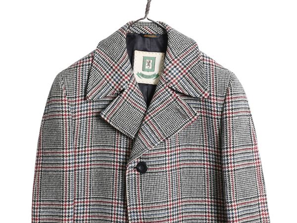 なクーポン配布中! 70s Grenadier ウール チェスター コート メンズ L 程 古着 ヴィンテージ ガンクラブ チェック ツイード フィールド ロングコート
