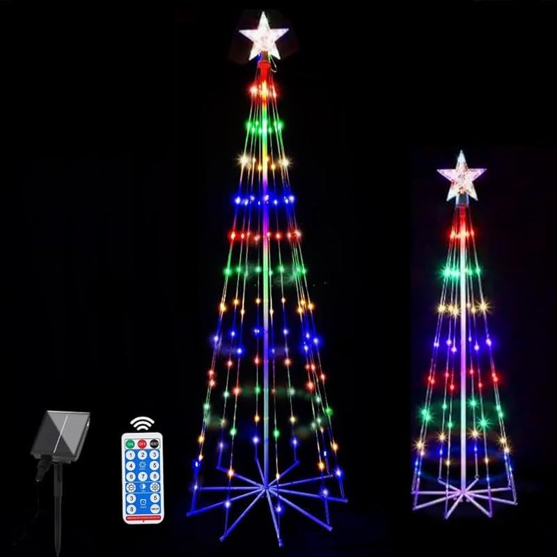 コーン ツリー ライト LED ショーの 星が付いている円錐形 8 つのモード タイマーのリモート コントロールが付いている 庭のポーチのパティオの屋内屋外新年の休日の装飾のために適した 18 0