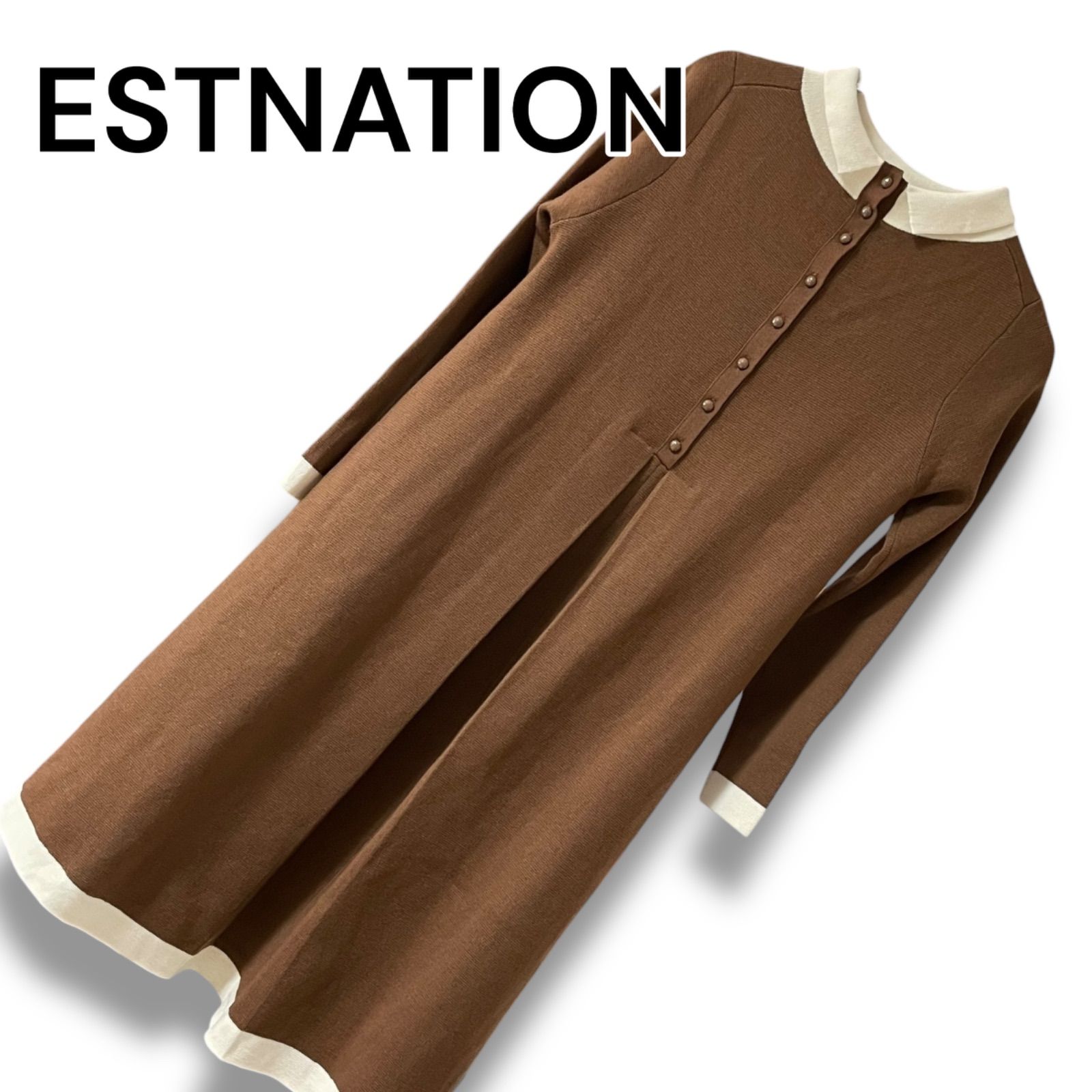 ESTNATION エストネーション ブラウン ワンピース ロングニット 
