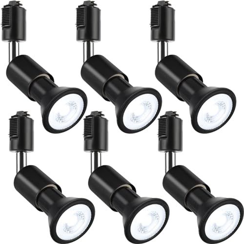 スポットライト e26 ダクトレールライト 電球付き ダクトレール用照明器具 ライティングレール 照明 PAR20 レフ球型 ランプ付 LED電球 器具セット ブラック 昼光色 6個セット 4d5df7f7