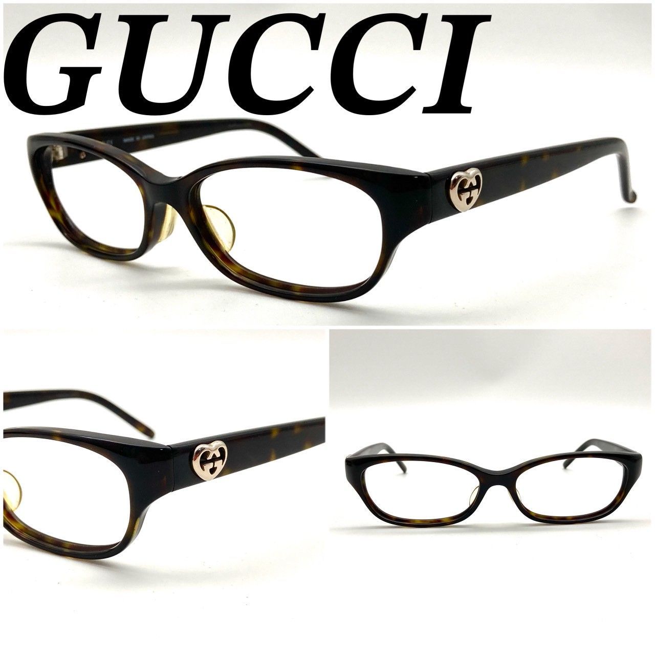 グッチ 眼鏡 伊達メガネ 眼鏡フレーム ブラック ライトブラウン 71112