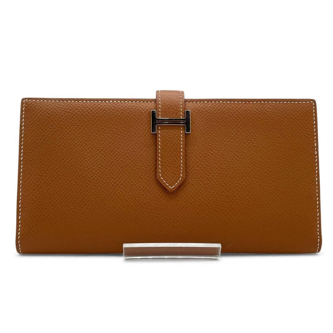 エルメス HERMES ヴォーエプソン ゴールド 二つ折り長財布 ベアン スフレ D刻印 メンズ レディース