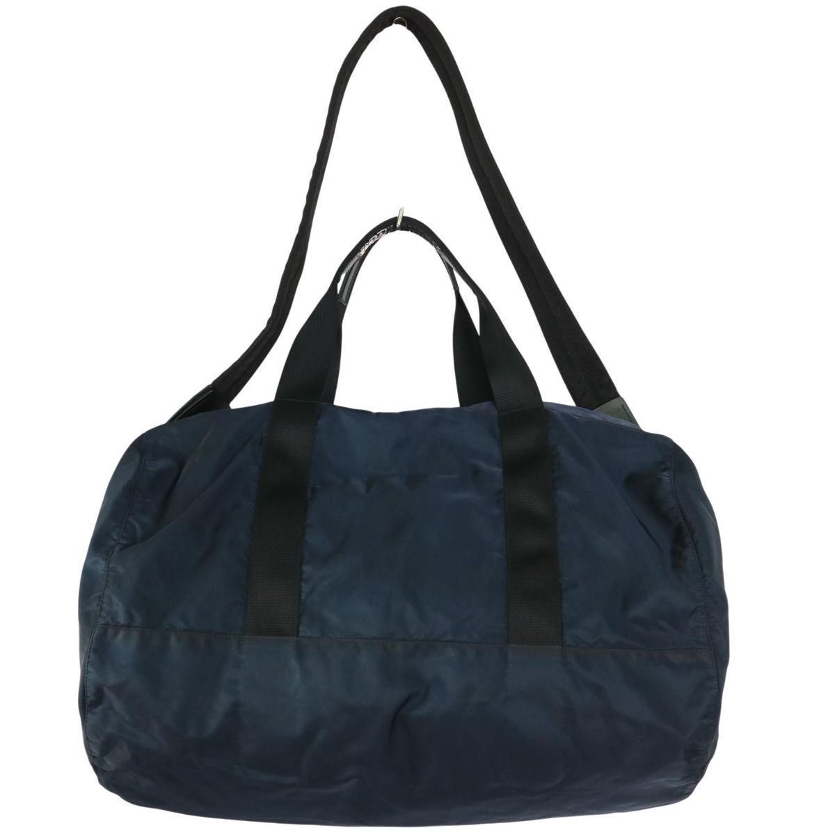 PRADA プラダ ボストンバッグ 南京錠 三角ロゴ テスートナイロン×レザー 紺 旅行 出張 大容量 メンズ レディース