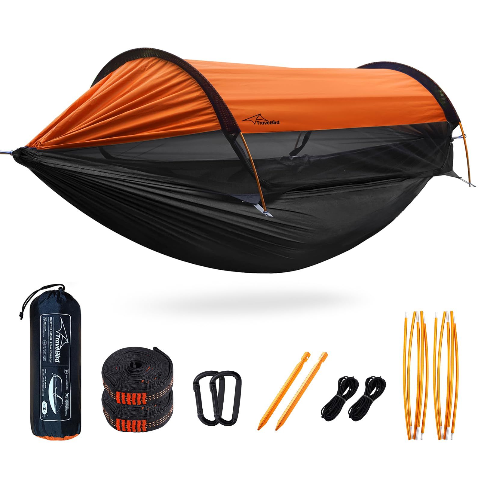ハンモック テント キャンプ 蚊帳付き サンシェード付き 3in1 290 140CM 空間広い ポータブル アウトドア 軽量 取付簡単 1~2人 200kg荷重 収納袋付き アウトドア旅行 ハイキング 野営 公園