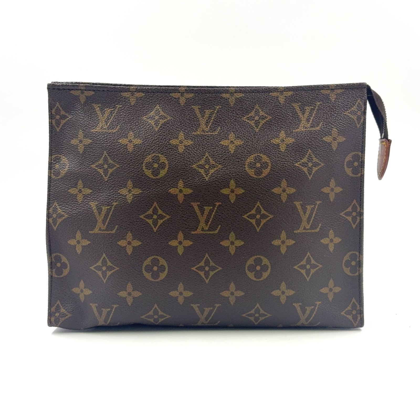 LOUIS VUITTON ポッシュトワレット26 モノグラム レザー×PVC ブラウン クラッチバッグ ゴールド M 47542