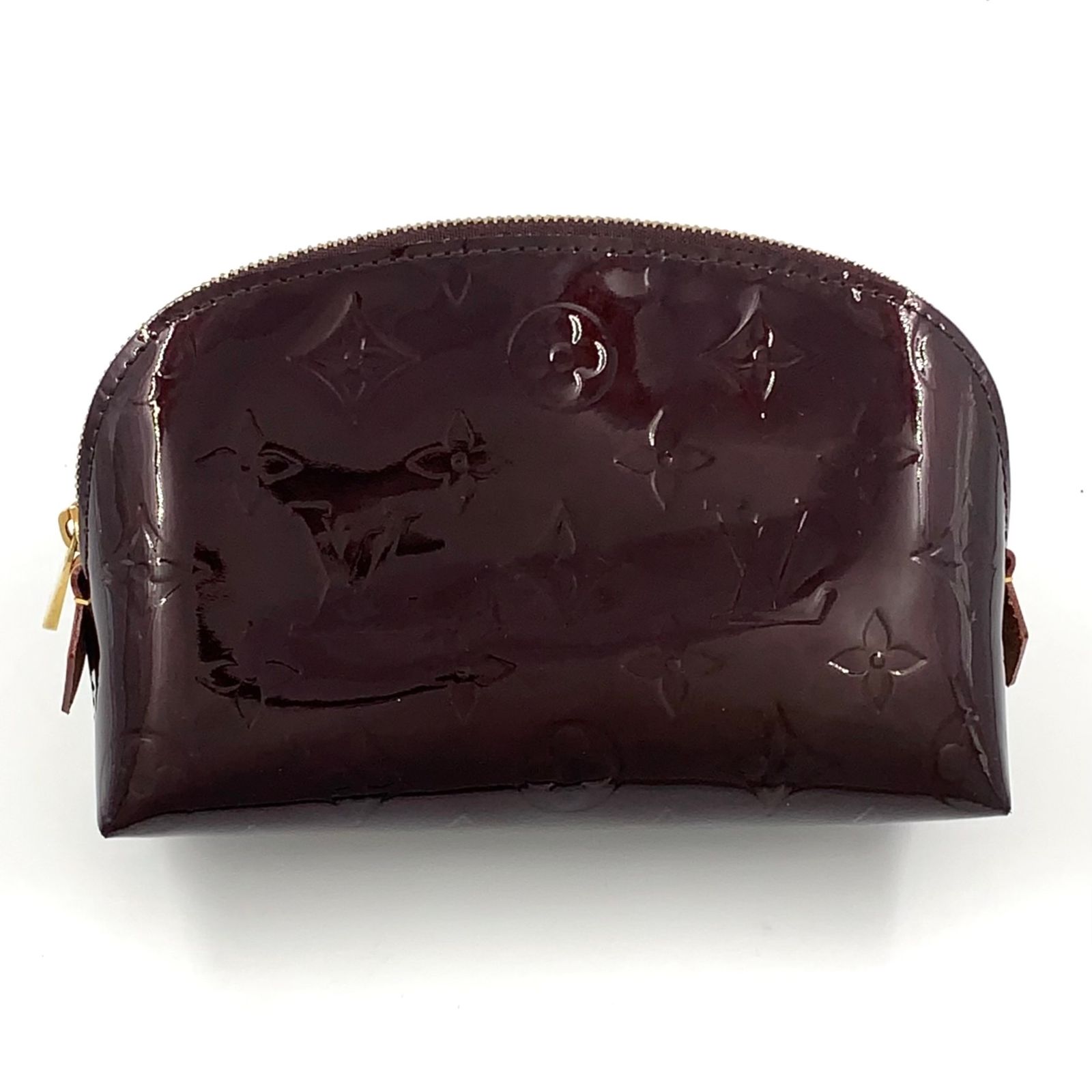LOUIS VUITTON ポシェット コスメティック モノグラムヴェルニ モノグラムヴェルニ アマラント レザー ボルドー ポーチ ゴールド M91495