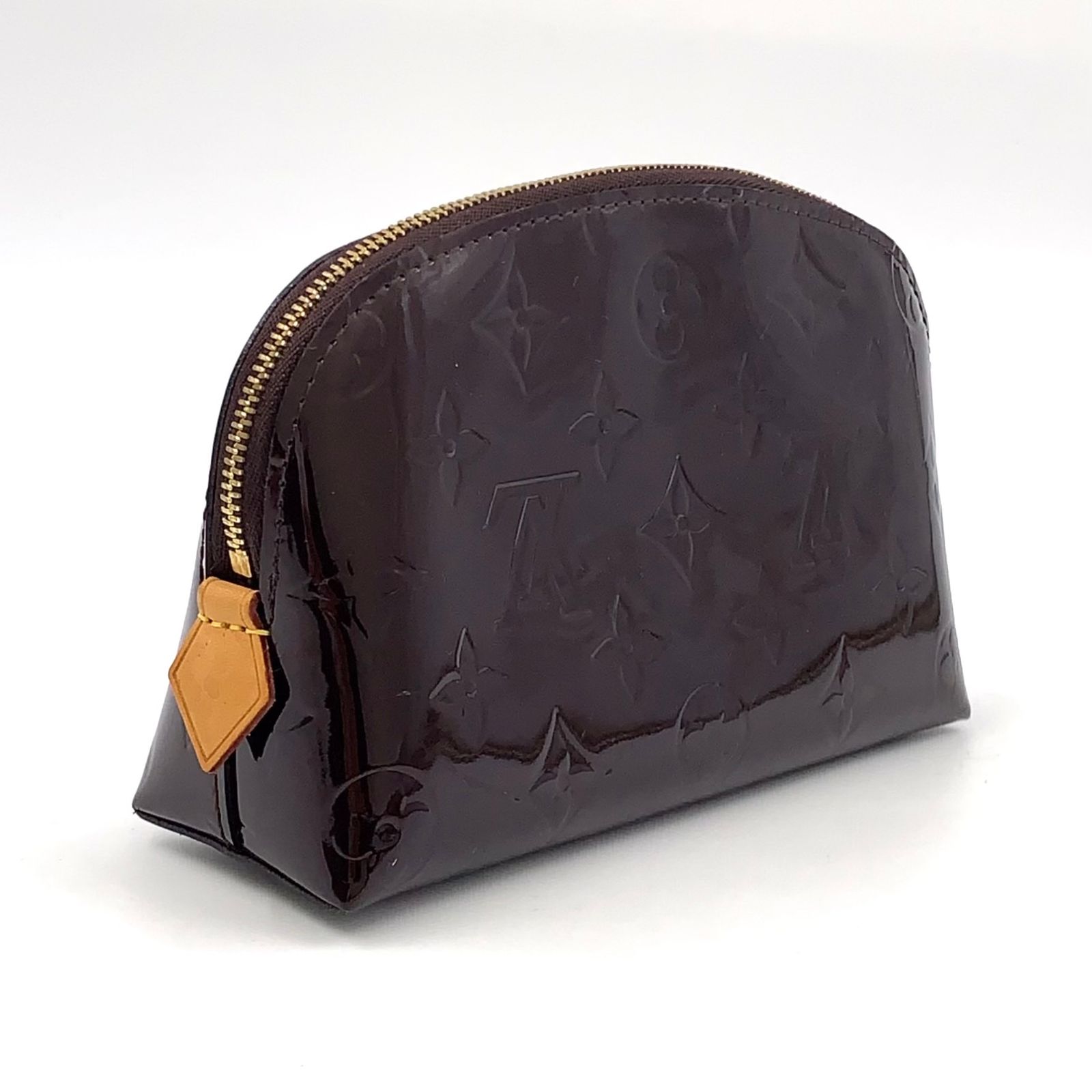 LOUIS VUITTON ポシェット コスメティック モノグラムヴェルニ モノグラムヴェルニ アマラント レザー ボルドー ポーチ ゴールド M91495