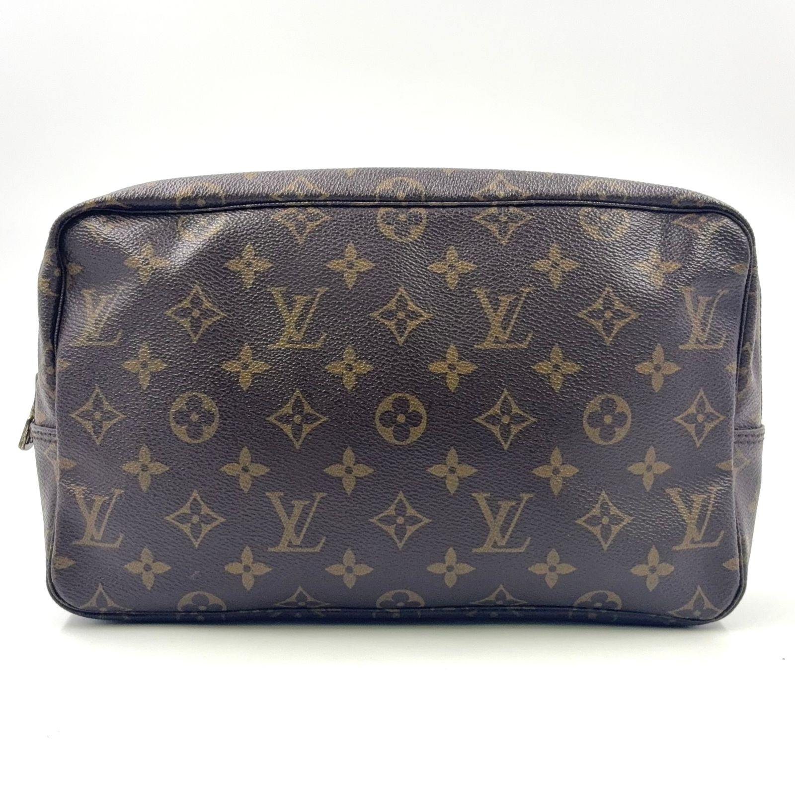 LOUIS VUITTON トゥルース トワレット28 モノグラム PVC ブラウン コスメポーチ ゴールド M47522