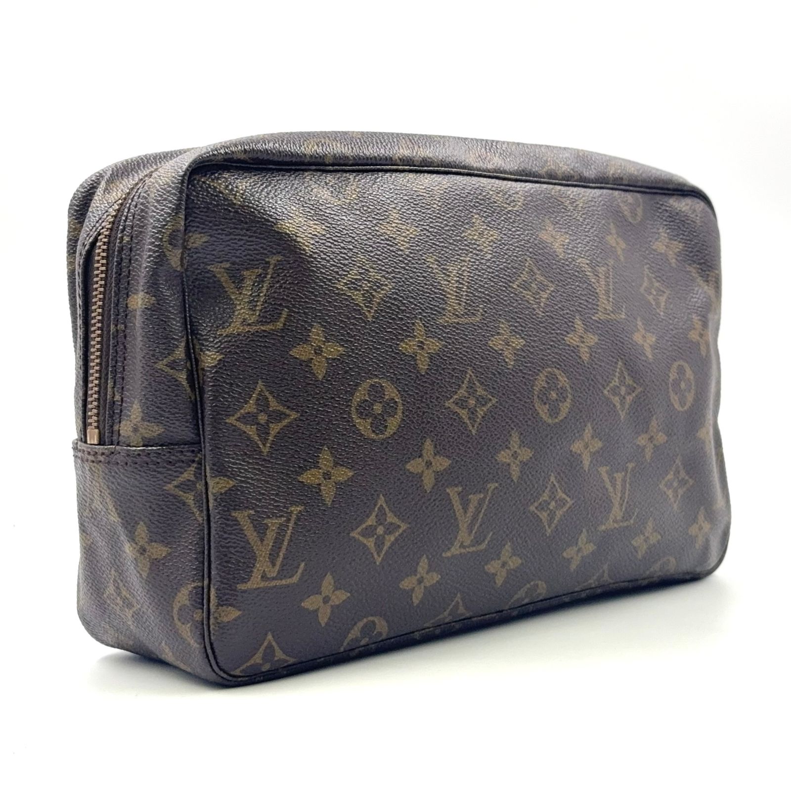 LOUIS VUITTON トゥルース トワレット28 モノグラム PVC ブラウン コスメポーチ ゴールド M47522