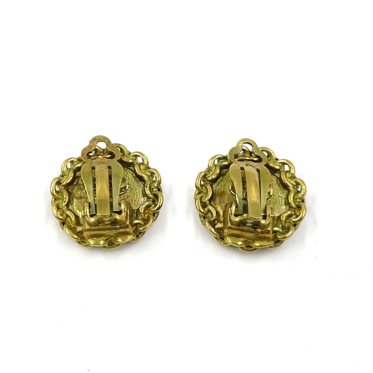 CHANEL ココマーク チェーンサークル 95 P GP ゴールド イヤリング