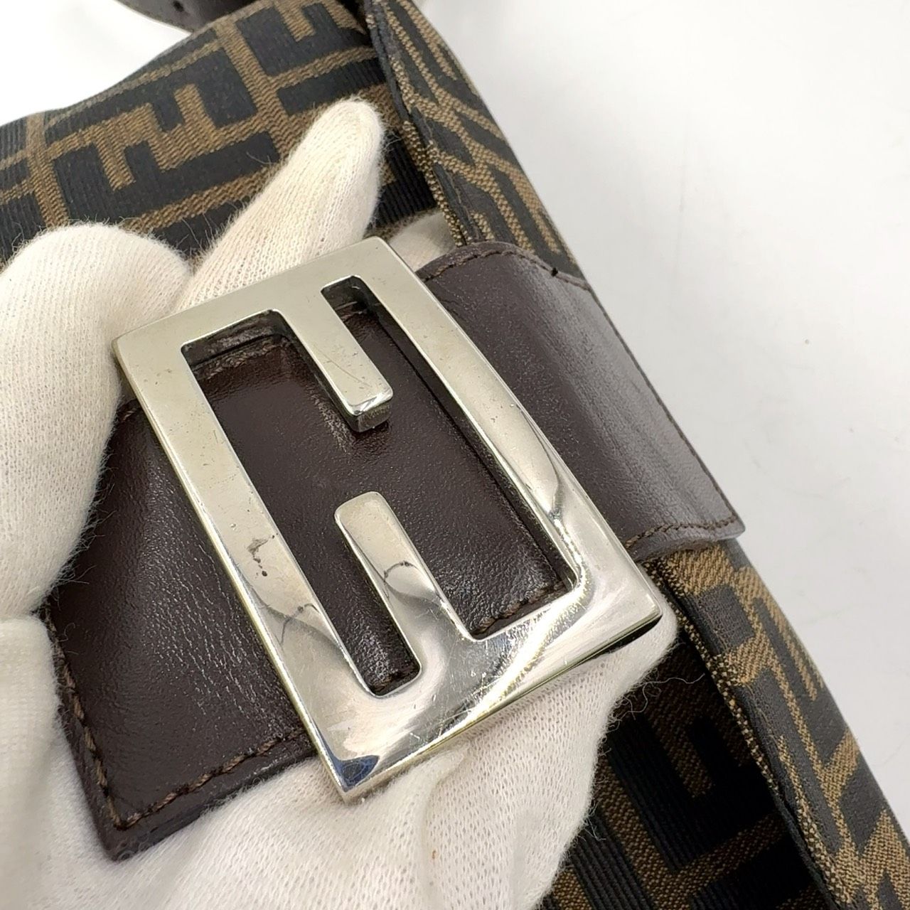 FENDI ズッカ柄 マンマバケット キャンバス ブラウン ワンショルダー