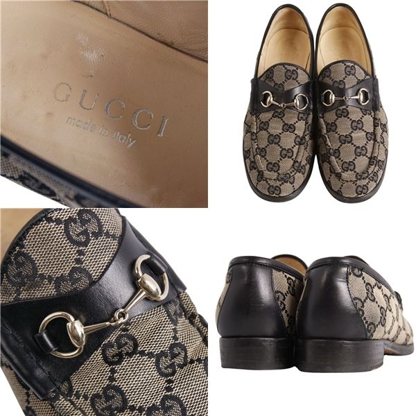 美品 グッチ GUCCI ローファー モカシン ホースビット GG柄 キャンバス