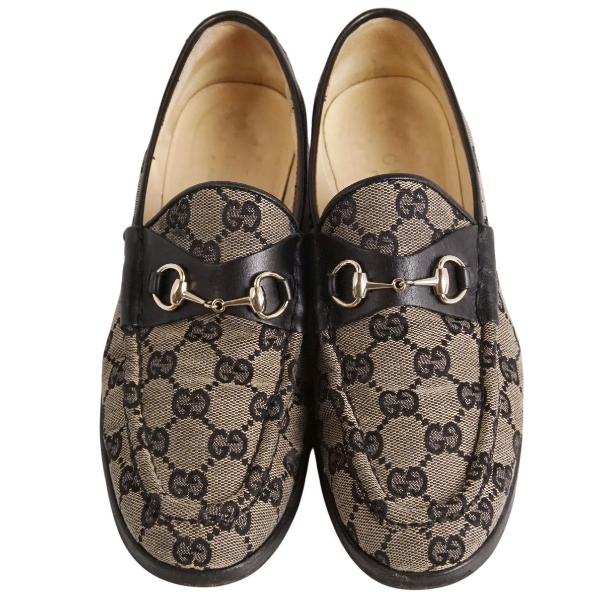 美品 グッチ GUCCI ローファー モカシン ホースビット GG柄 キャンバス