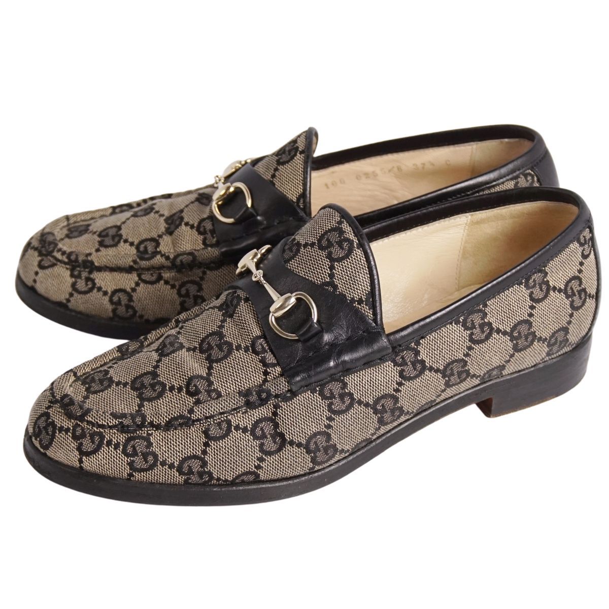 美品 グッチ GUCCI ローファー モカシン ホースビット GG柄 キャンバス