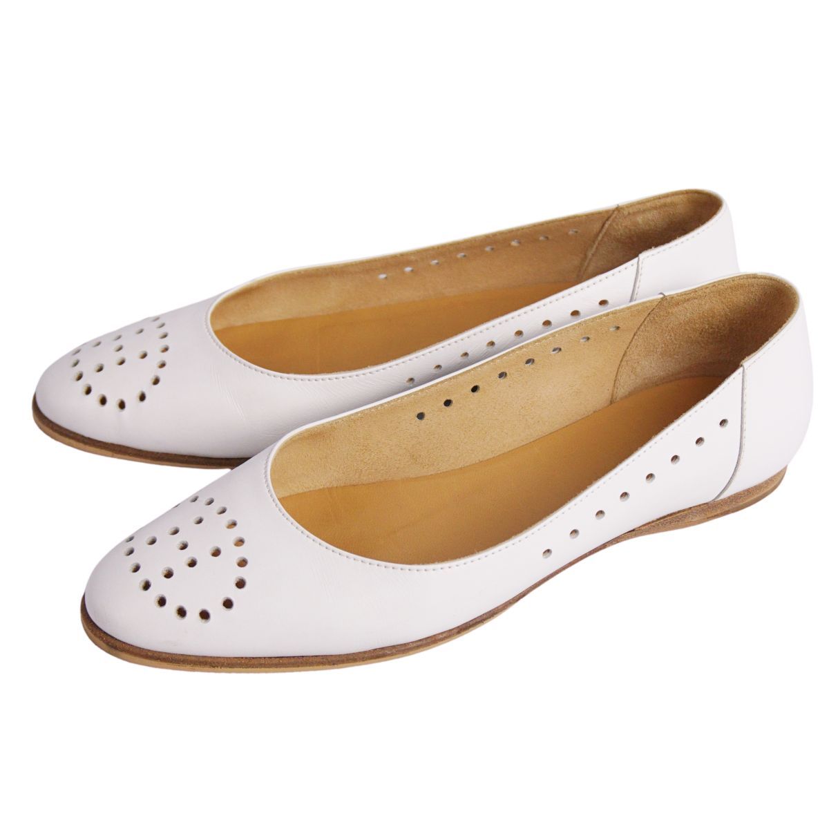 エルメス HERMES パンプス フラットパンプス エブリン Hロゴ レザ