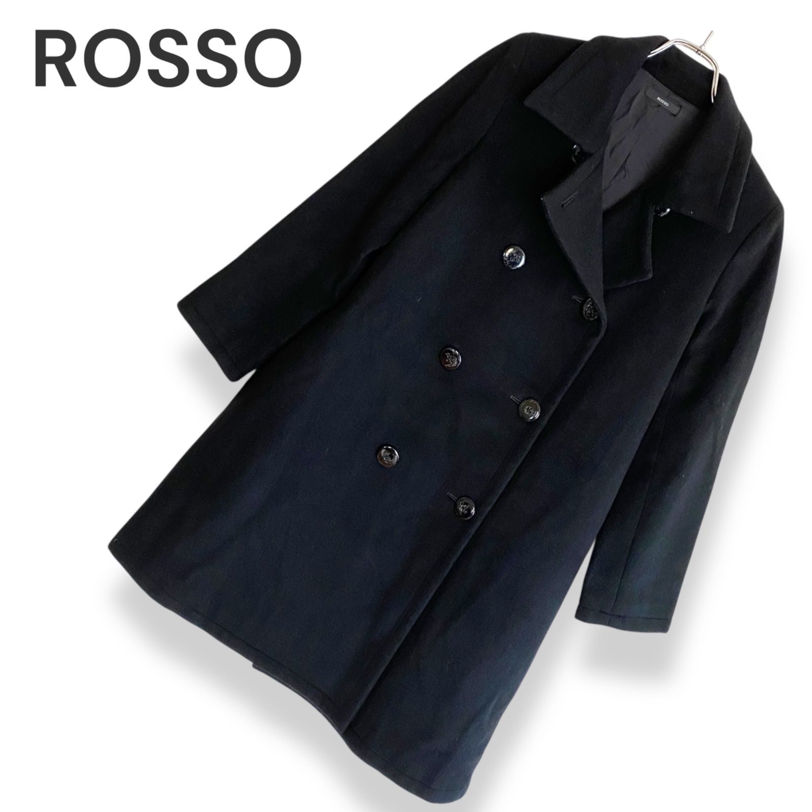 ROSSO ロッソ ブラック ダブルボタン ウールコート ロングコート ウール90 ナイロン10 レディース Fサイズ 秋冬 エレガント きれいめ 上質素材 アーバンリサーチ 通勤 793 KZ