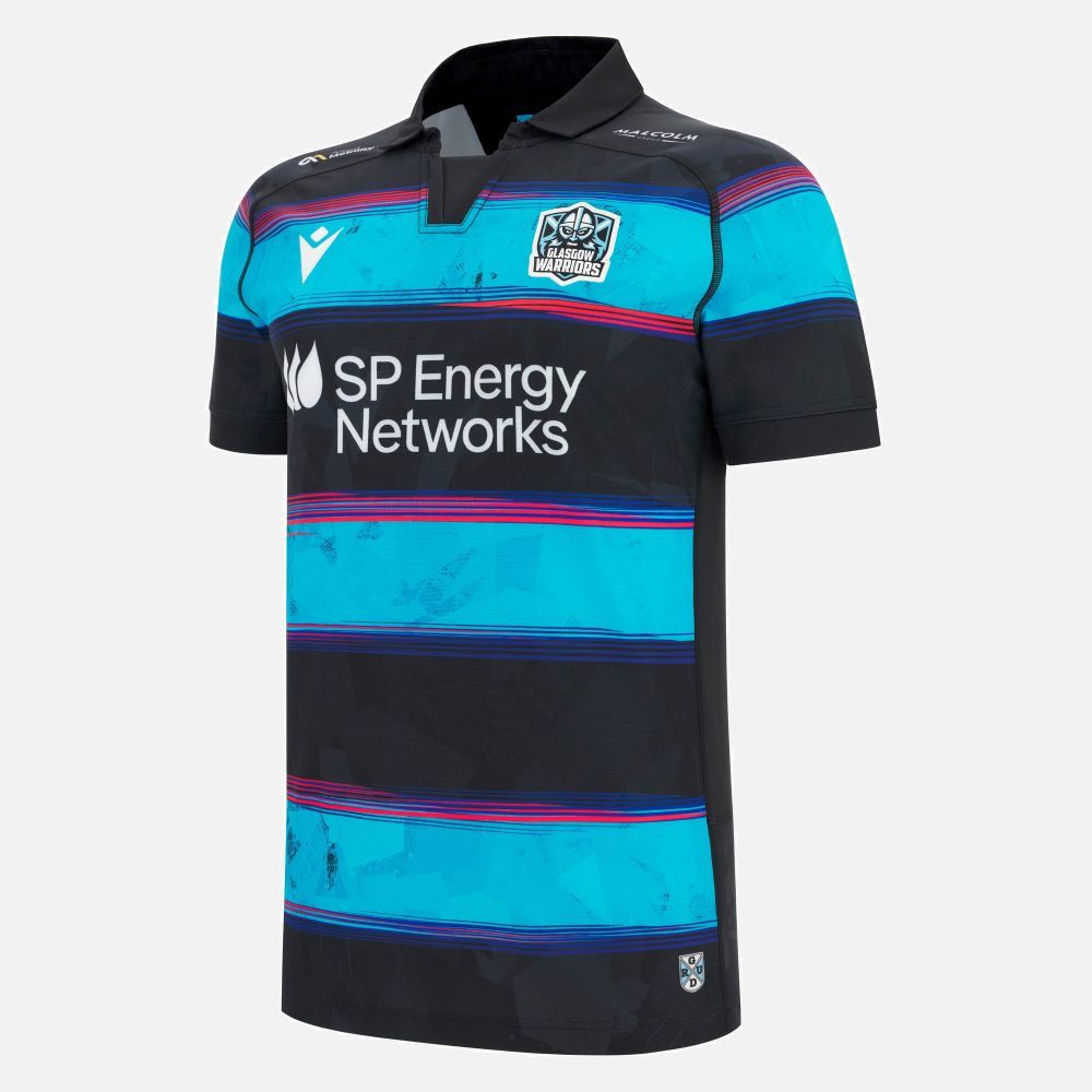 マクロン ラグビー グラスゴー ウォリアーズ 2025 2026 ユーロ マッチ シャツ ジャージ 黒 ブラック 青 ブルー 赤 レッド モデル 日本未発売