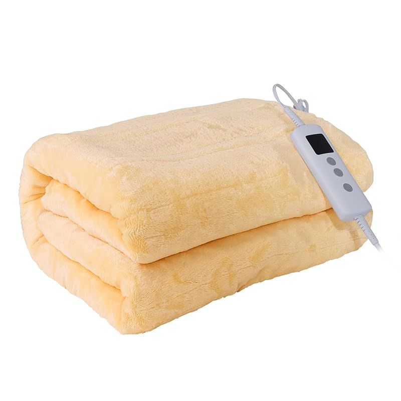 彡Ilake 電気毛布 掛け敷き兼用 160x130cm 速暖 ふわふわ 洗える タイマー付き 6段階温度調節 膝掛け 省エネ ダニ退治 電気敷毛布 掛け電気毛布 過熱保護 防寒対策 節電 暖房器具 電気ブランケット ベージュ