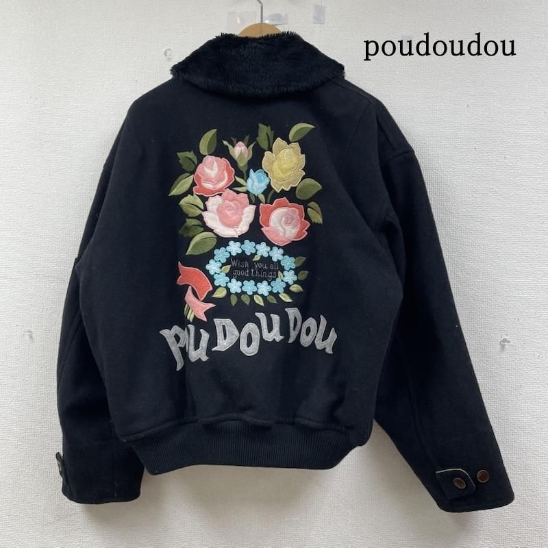 プードゥドゥ フローラル リバーシブル ジャケット 花柄 総柄 刺繍 ロゴ 厚手 ウール サイズ82-90-160 レディース - ISItems 古着 50146677