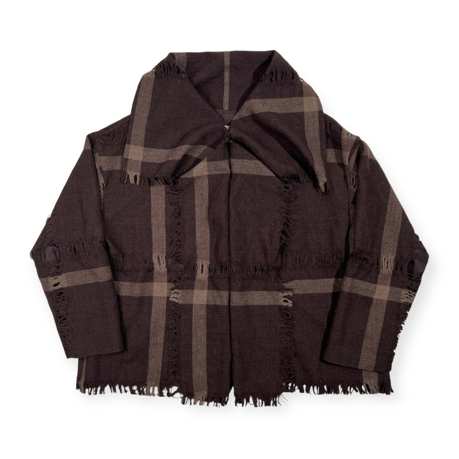 上下セット 慈雨 ジウ センソユニコ チェック柄 セットアップ ジャケット - ウール スカート サイズ 40 ダークブラウン