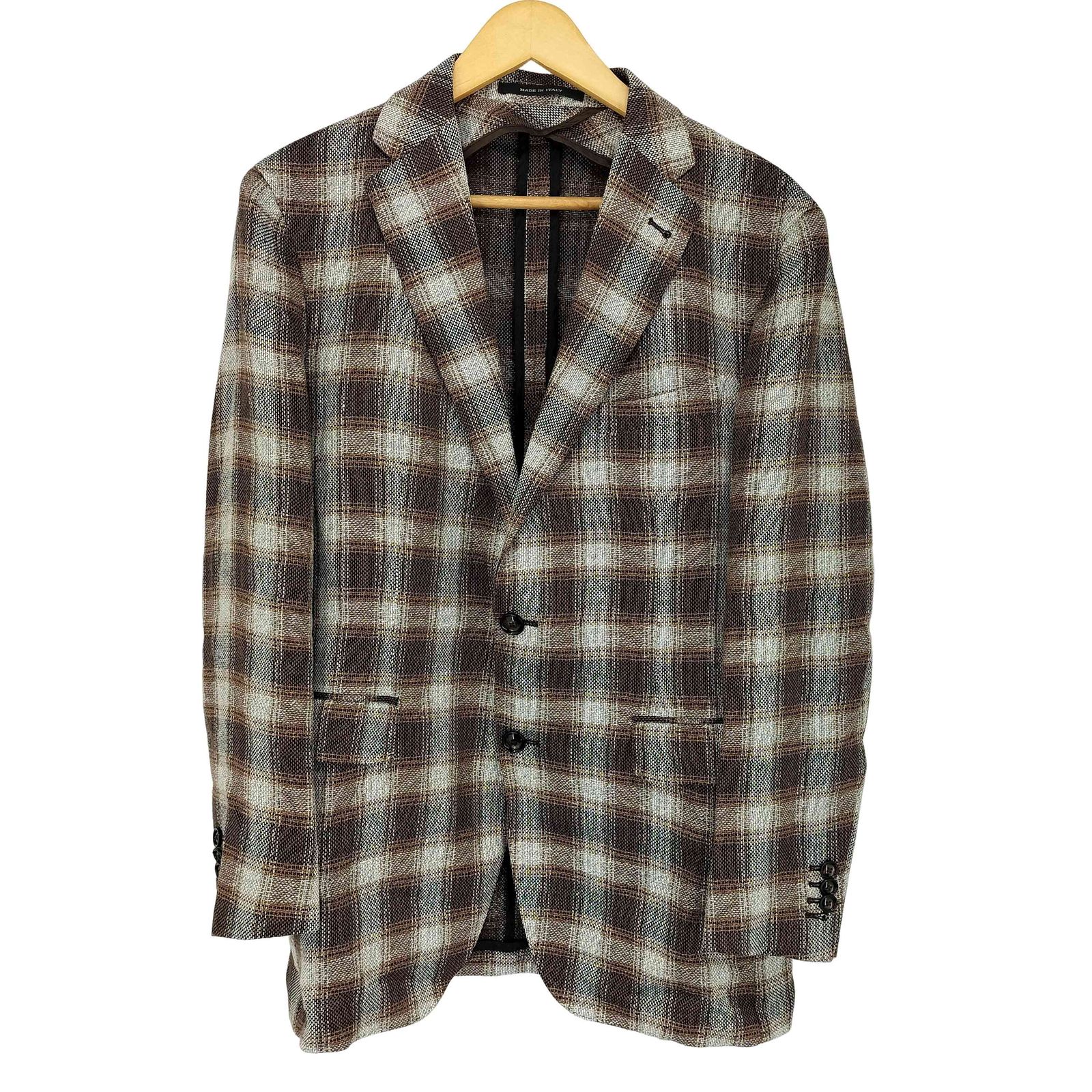 タリアトーレ TAGLIATORE イタリア製 シルクリネン チェック 2Bシングルテーラードジャケット メンズ 50 R