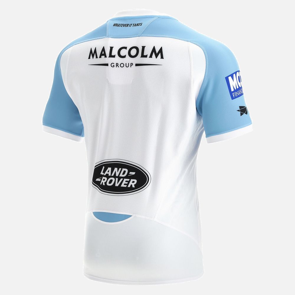 マクロン XXL ラグビー グラスゴー ウォリアーズ 2021 2025 ボディフィット アウェイ マッチ シャツ ジャージ 白 ホワイト 青 ブルー モデル 日本未発売