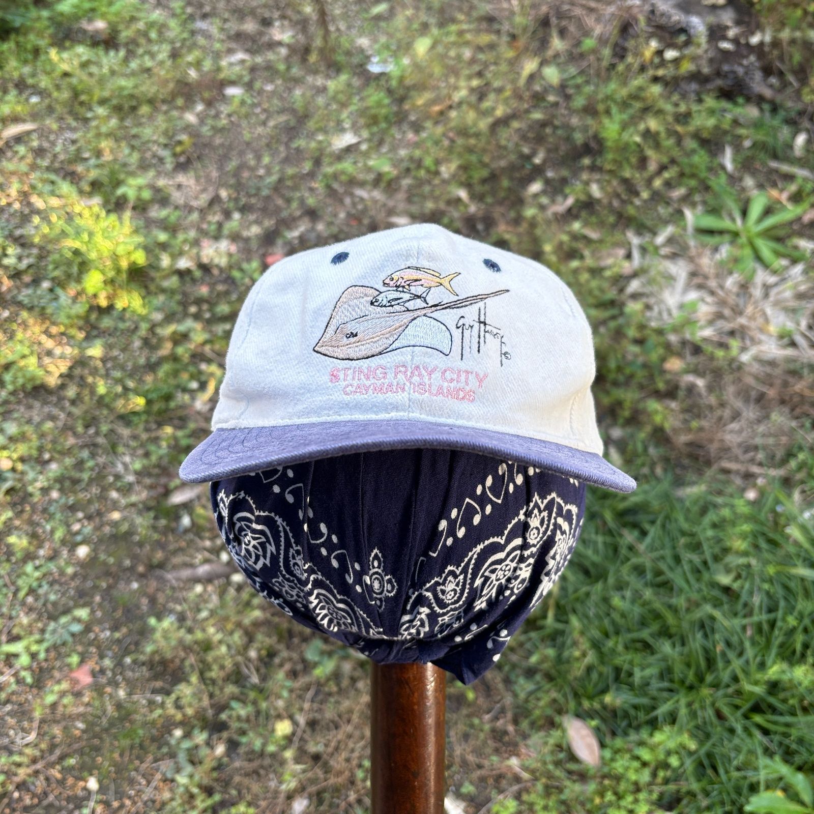 90s Guy Harvey Fish embroidered 6panel Cap ガイ ハーヴェイ 魚 エイ