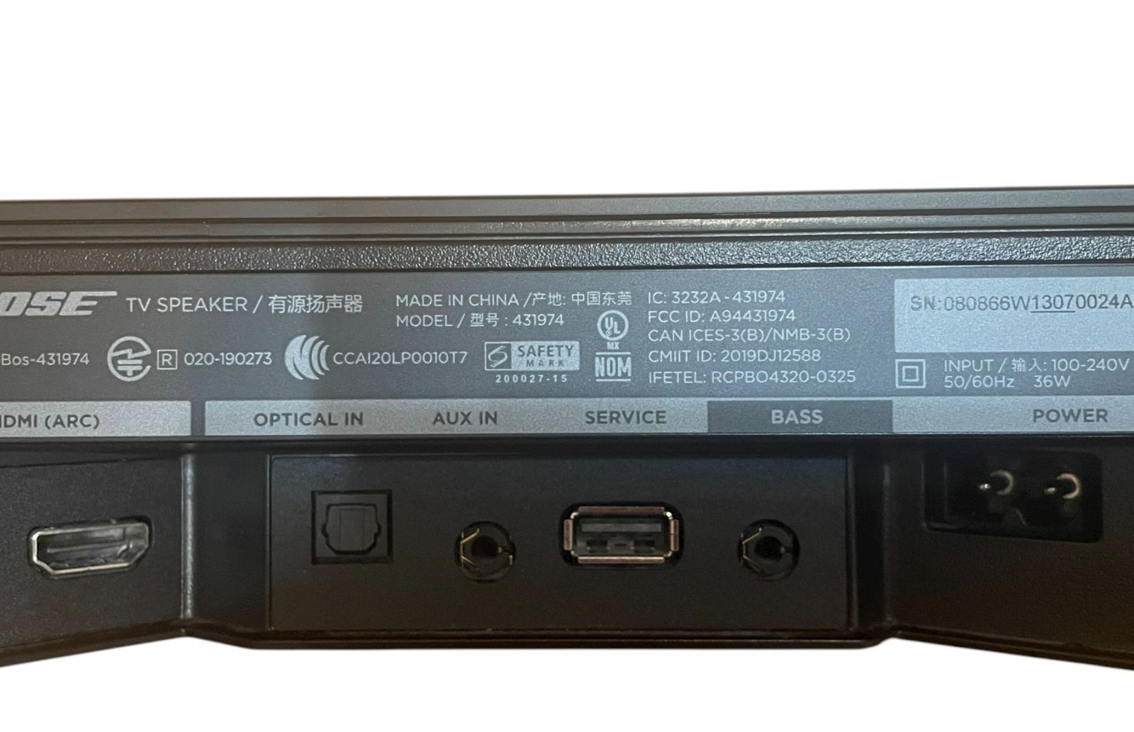  管理番号3117 Bose TV Speaker テレビスピーカー Bluetooth 接続 59 4 cm W x 5 6 H 10 2 D 0 kg ブラック スピーカー スピーカー ウーファー