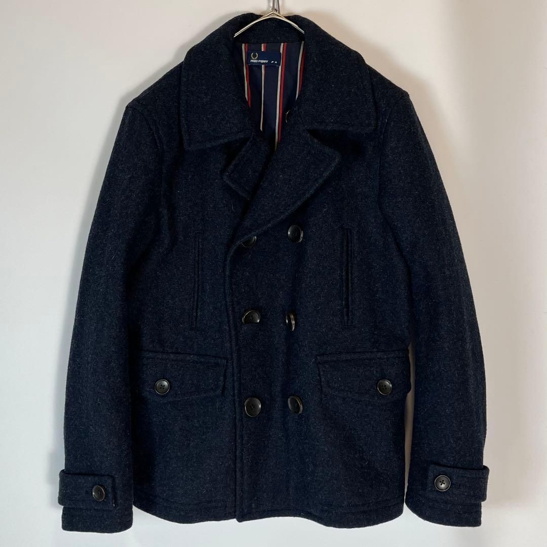 FRED PERRY メルトンウール Pコート ネイビー M