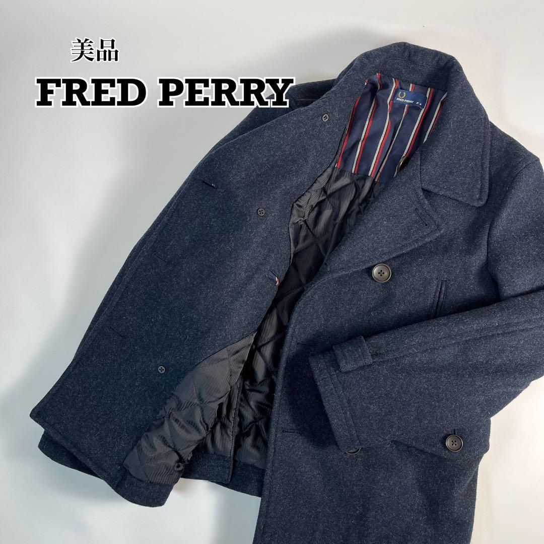 FRED PERRY メルトンウール Pコート ネイビー M