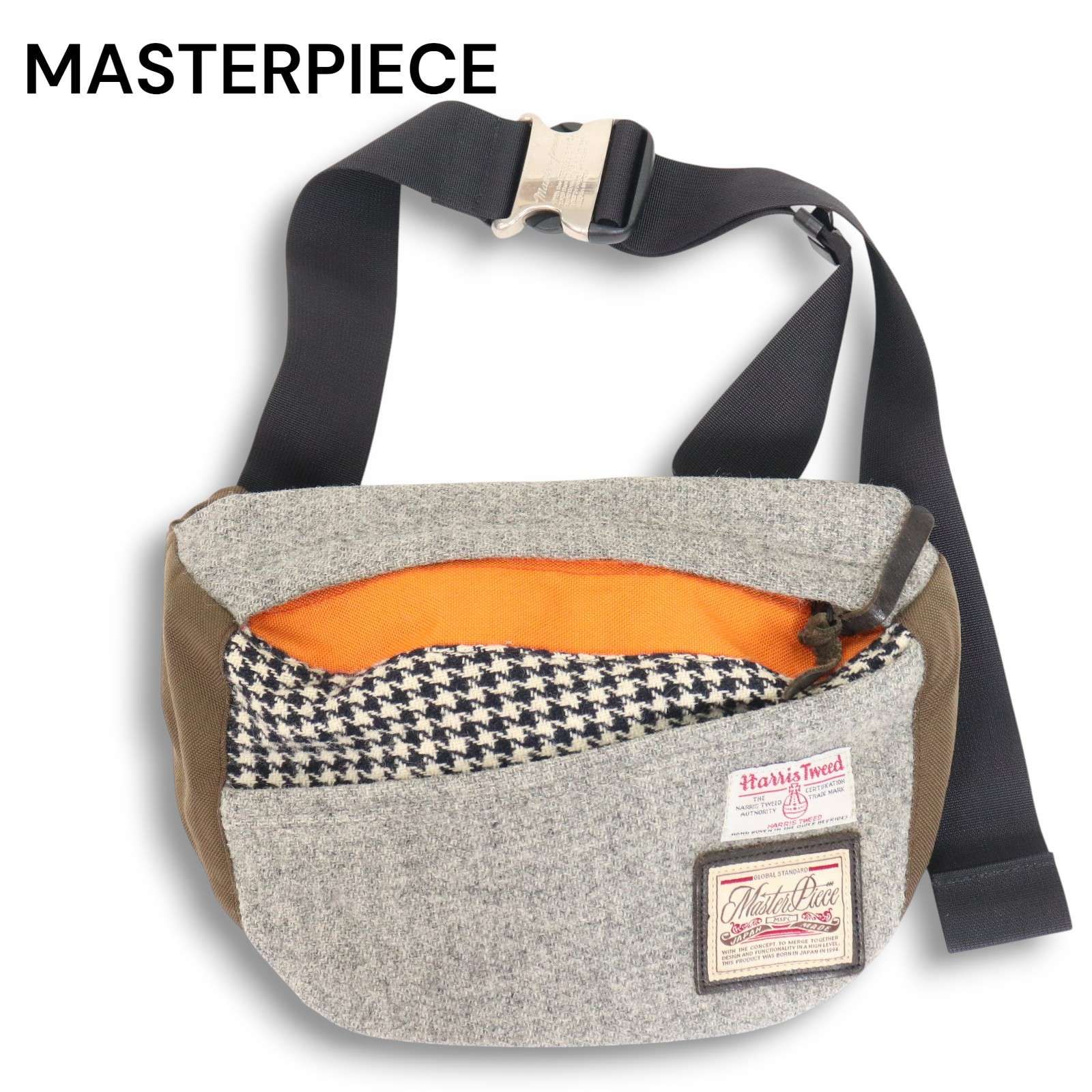 Master piece × harris tweed マスターピース バッグ 美品】master-piece × HARRIS TWEED 大型メッセンジャーバッグ