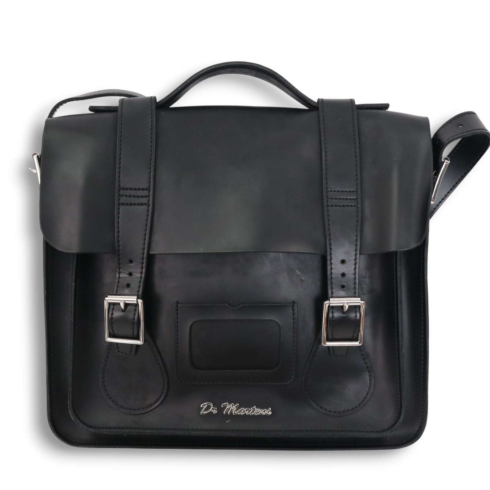 K　Dr.marchin 新品同様 サッチェル 黒レザーショルダーバッグ Dr.Martens ドクターマーチン レザー サッチェル バッグ☆ ショルダー