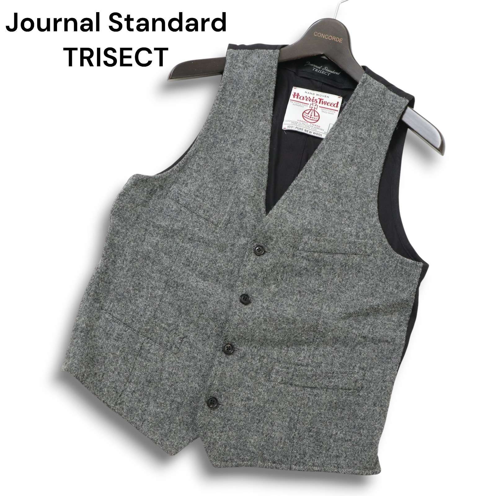 Journal Standard TRISECT ジャーナル × ハリスツイード 秋冬 ウール ツイード ベスト ジレ Sz.M メンズ